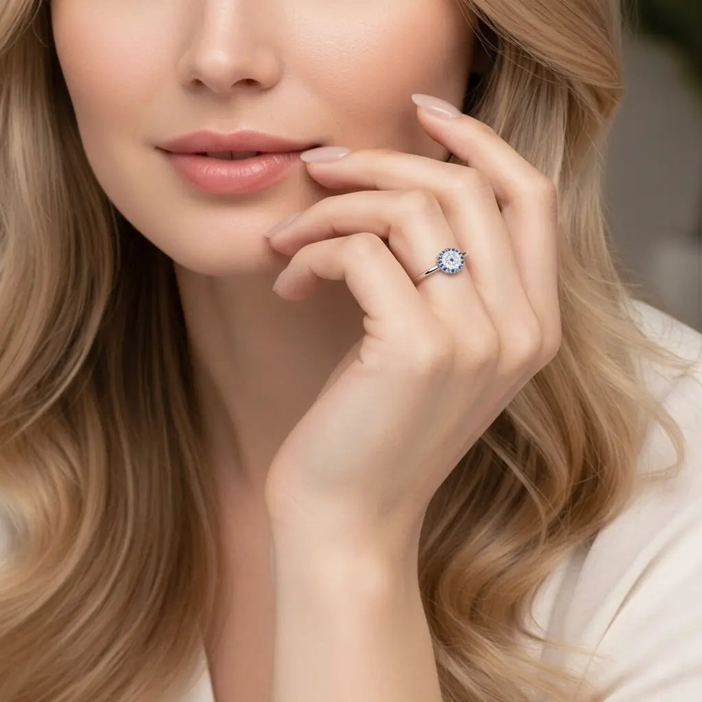 Turkish Evil Eye Ring in 925 Sterling Silver with Zircon – A Symbol of Protection