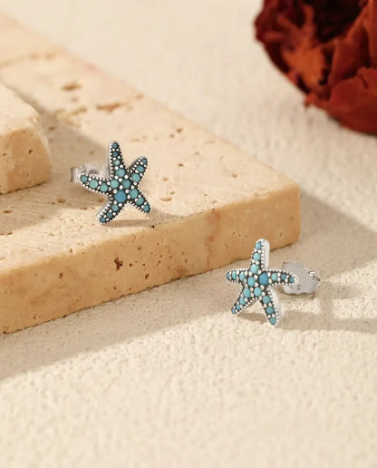 Turquoise Starfish Stud Earrings