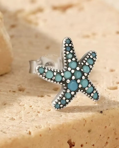 Turquoise Starfish Stud Earrings