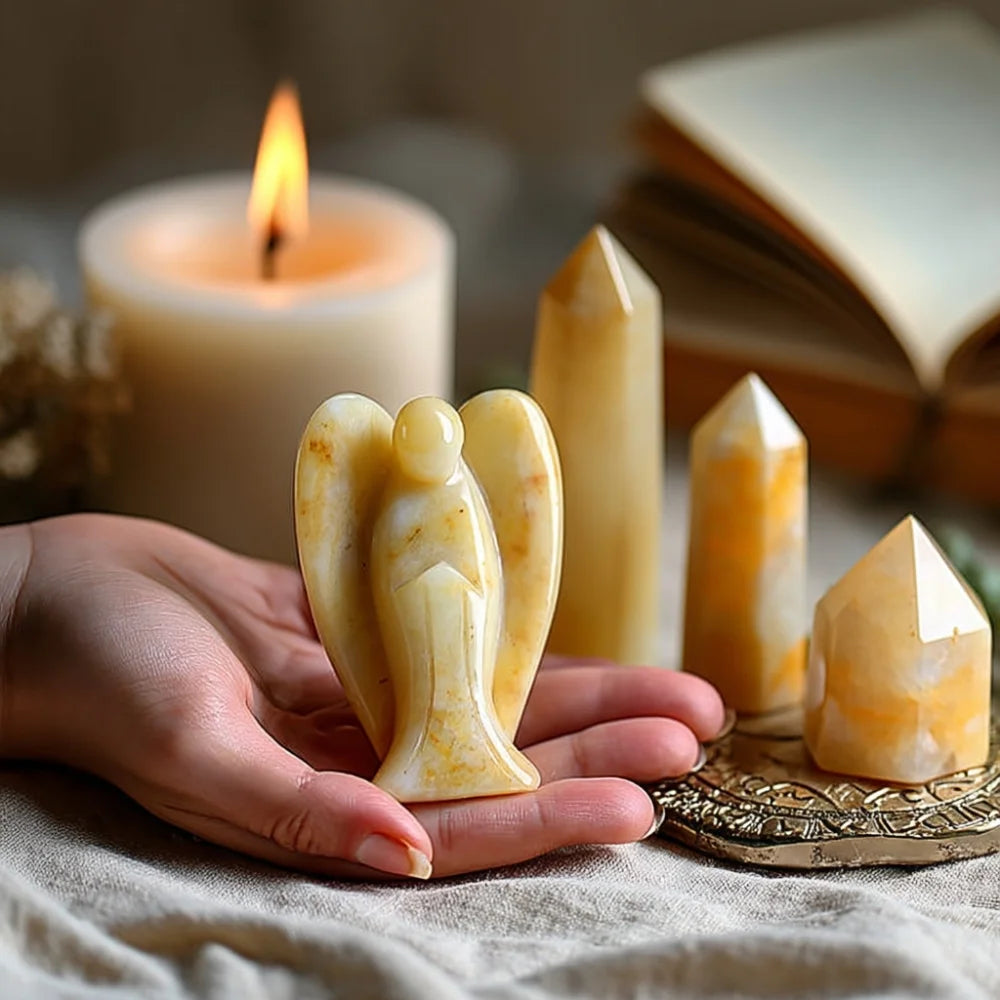 Yellow Jade Angel of Positivity - Joy Bringer