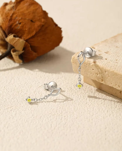 Yellow Moissanite Chain Drop Earrings