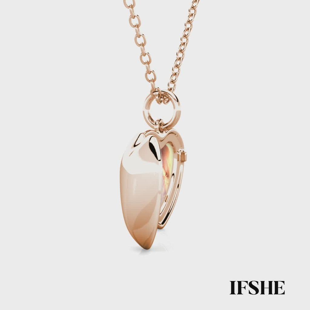 Heart Locket Necklace with Picture Inside - Rose Gold