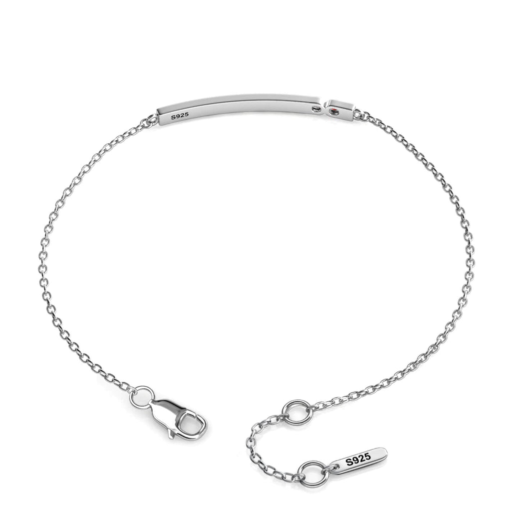Personalised 2 Birthstone Bar Bracelet with Engraving - Sterling Silver - IFSHE UK