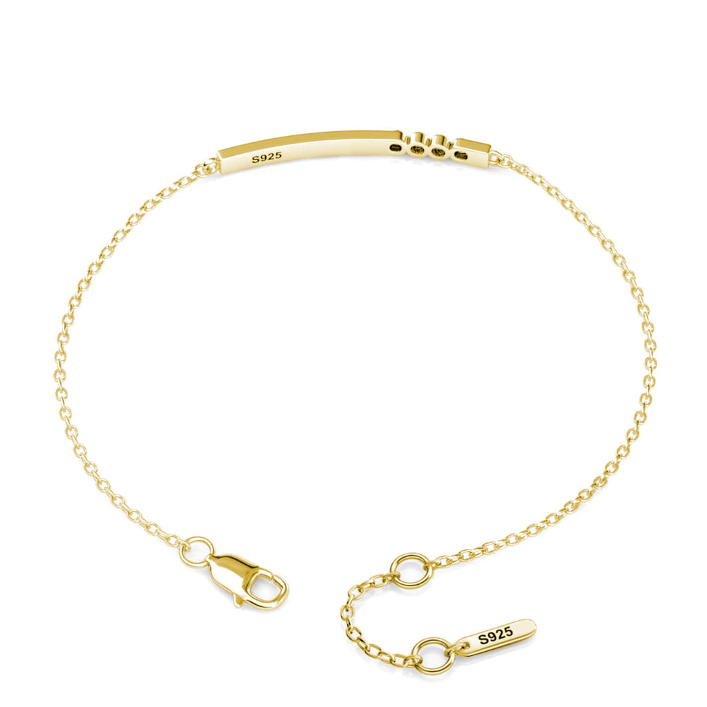 Personalised 4 Birthstone Bar Bracelet with Engraving - Gold - IFSHE UK