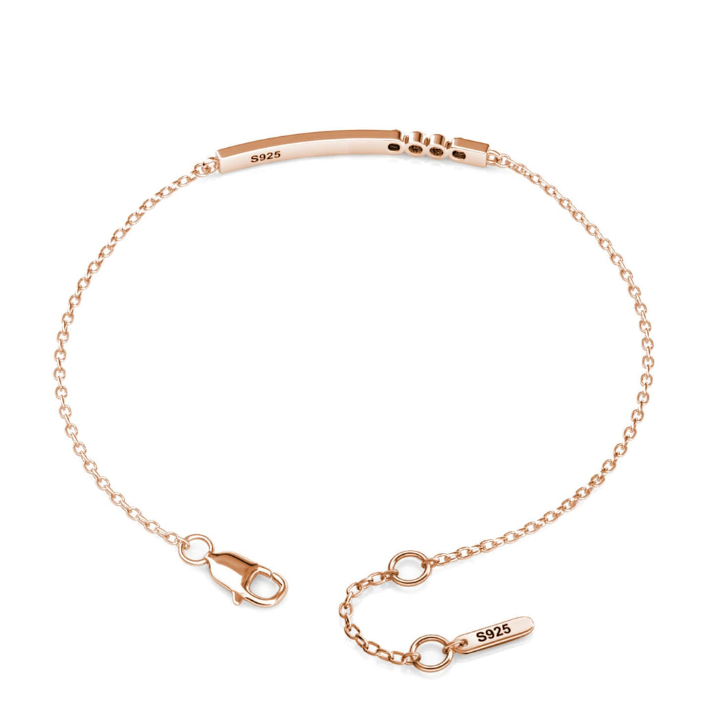 Personalised 4 Birthstone Bar Bracelet with Engraving - Rose Gold - IFSHE UK