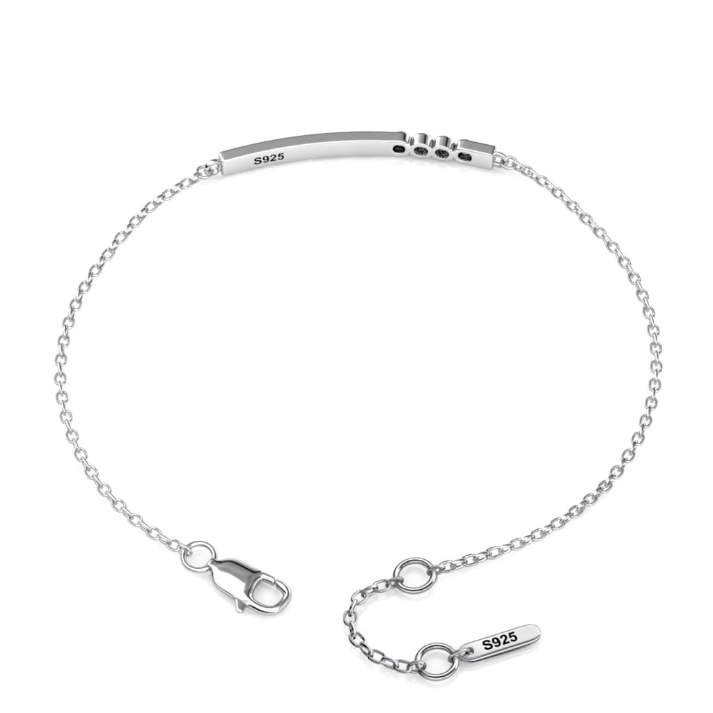 Personalised 4 Birthstone Bar Bracelet with Engraving - Sterling Silver - IFSHE UK