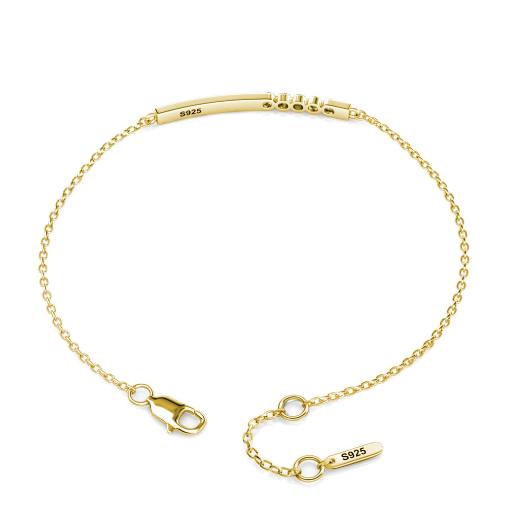 Personalised 5 Birthstone Bar Bracelet with Engraving - Gold - IFSHE UK