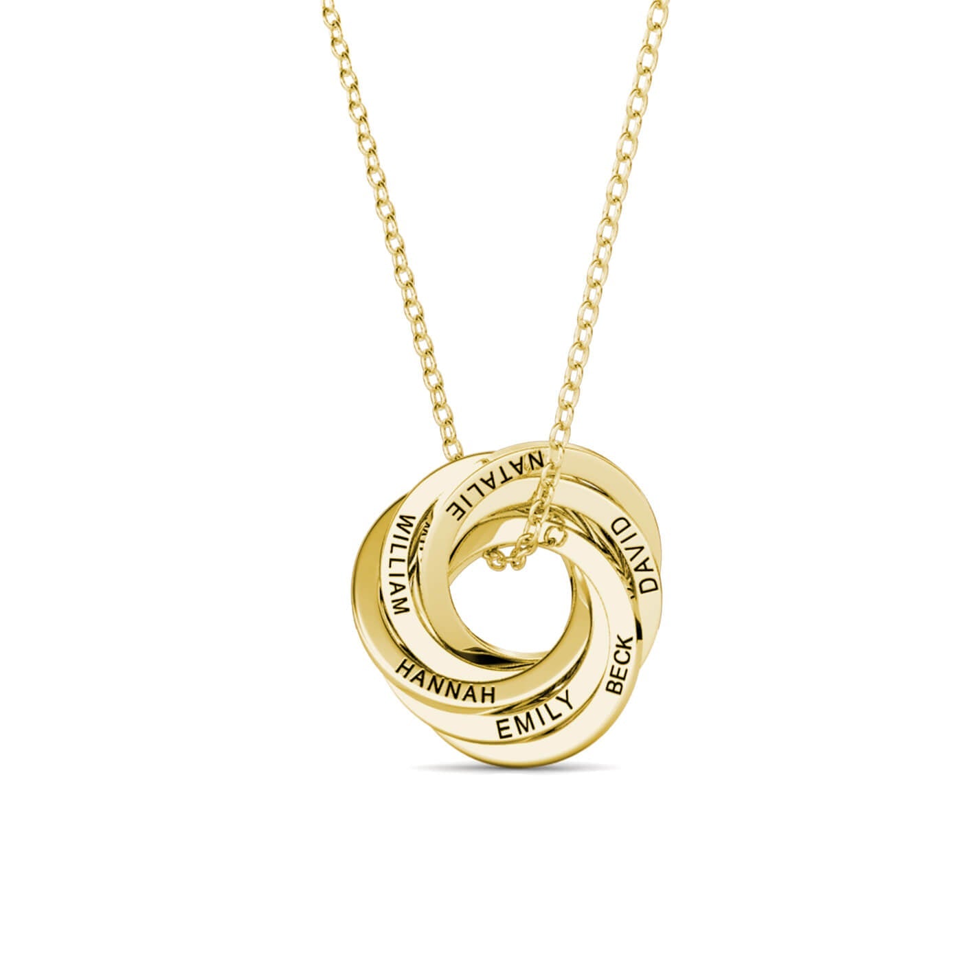 4 Russian Rings Necklace in 10k Yellow Gold - MYKA