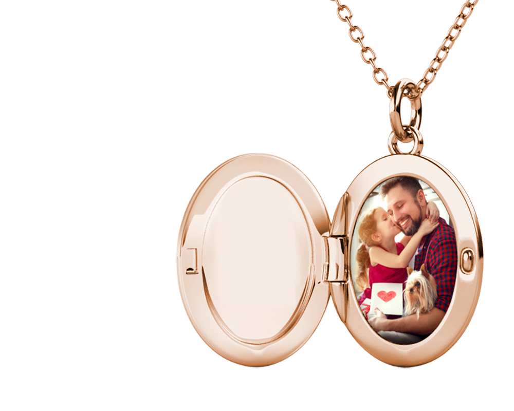 Personalised Locket with Photo - Oval Locket with Picture Inside - Rose Gold