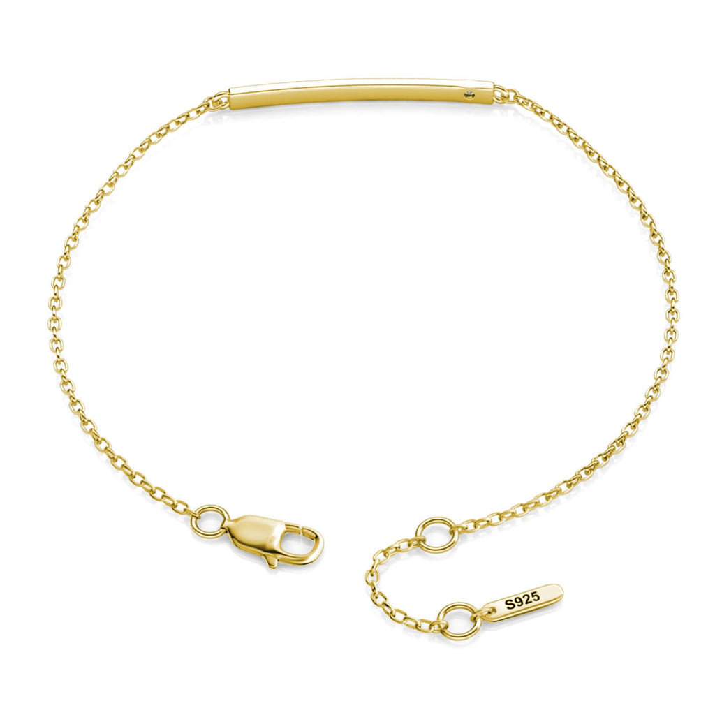 Personalised Birthstone Bar Bracelet with Engraving - Gold - IFSHE UK