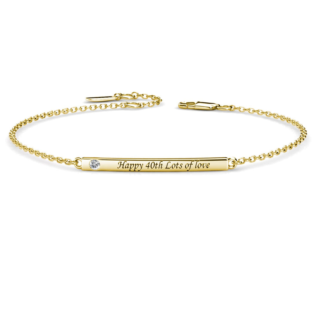 Personalised Birthstone Bar Bracelet with Engraving - Gold - IFSHE UK