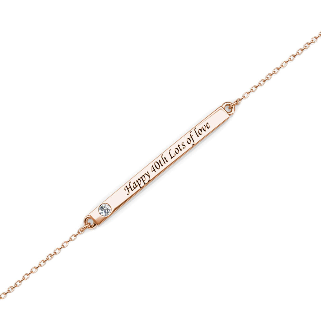 Personalised Birthstone Bar Bracelet with Engraving - Rose Gold - IFSHE UK