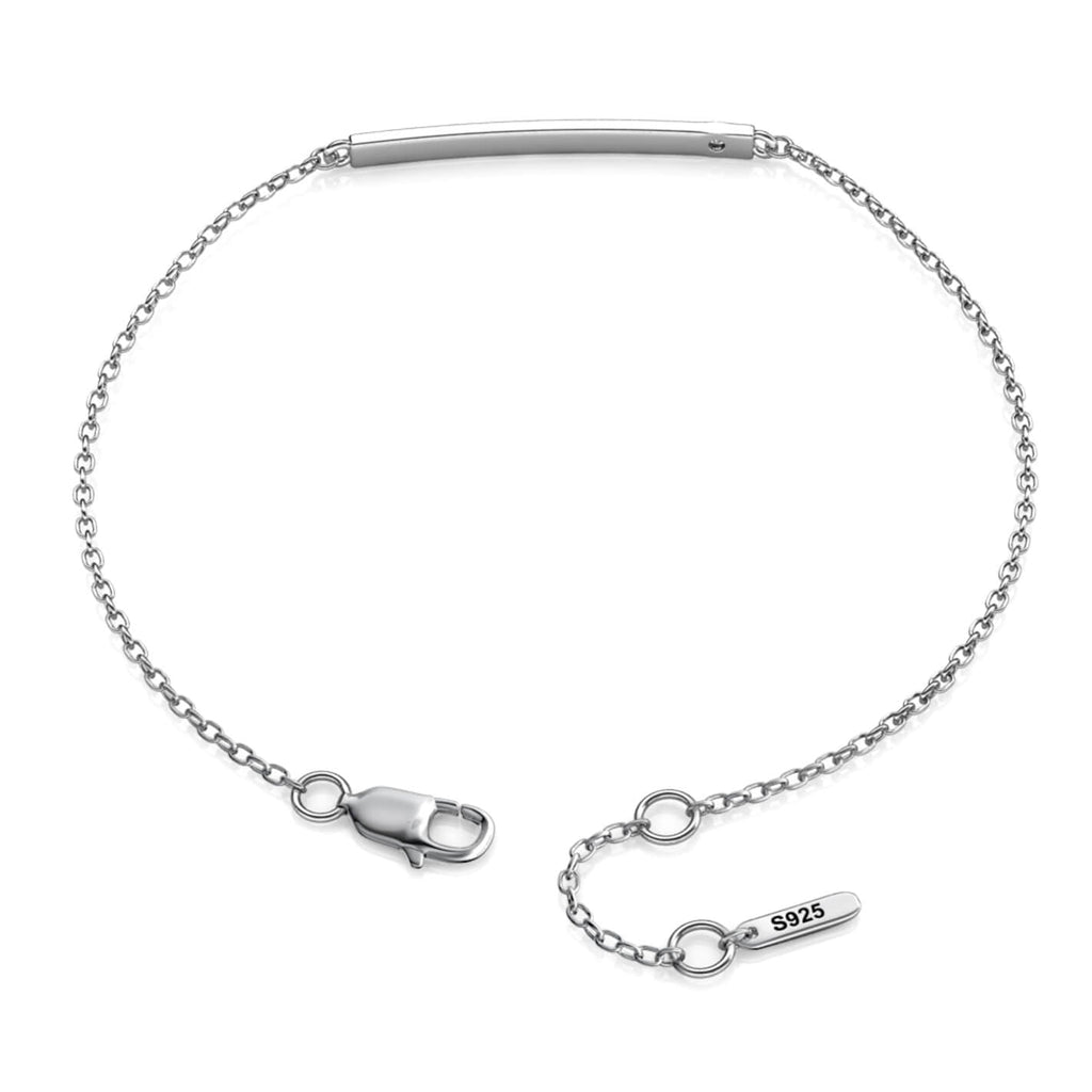 Personalised Birthstone Bar Bracelet with Engraving - Sterling Silver - IFSHE UK