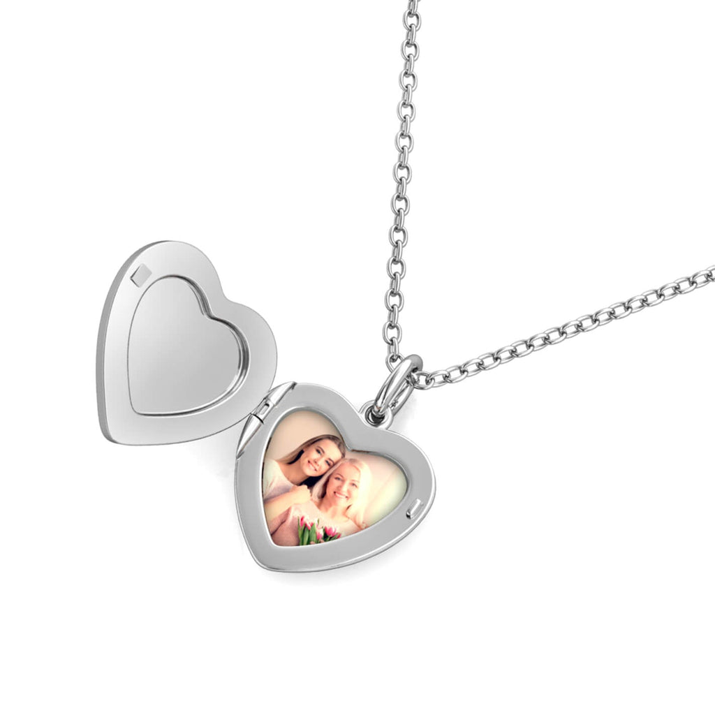 Personalised Heart Locket with Photo - Locket with Picture Inside - Sterling Silver