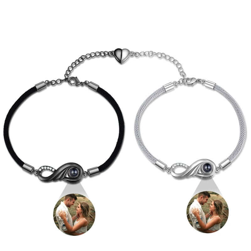 Couple Photo Projection Bracelet Infinity Charms