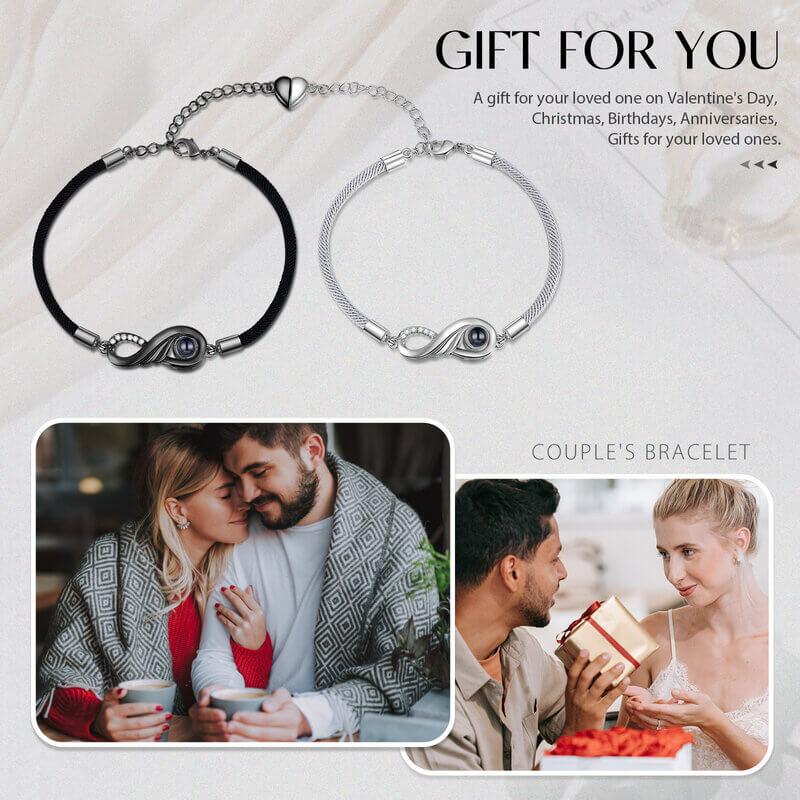 Couple Photo Projection Bracelet Infinity Charms