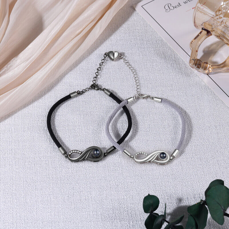 Couple Photo Projection Bracelet Infinity Charms