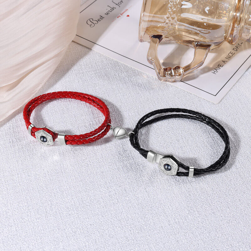 Couple Photo Projection Bracelets Hexagram Charms