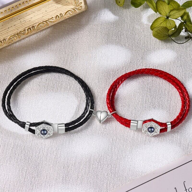 Couple Photo Projection Bracelets Hexagram Charms