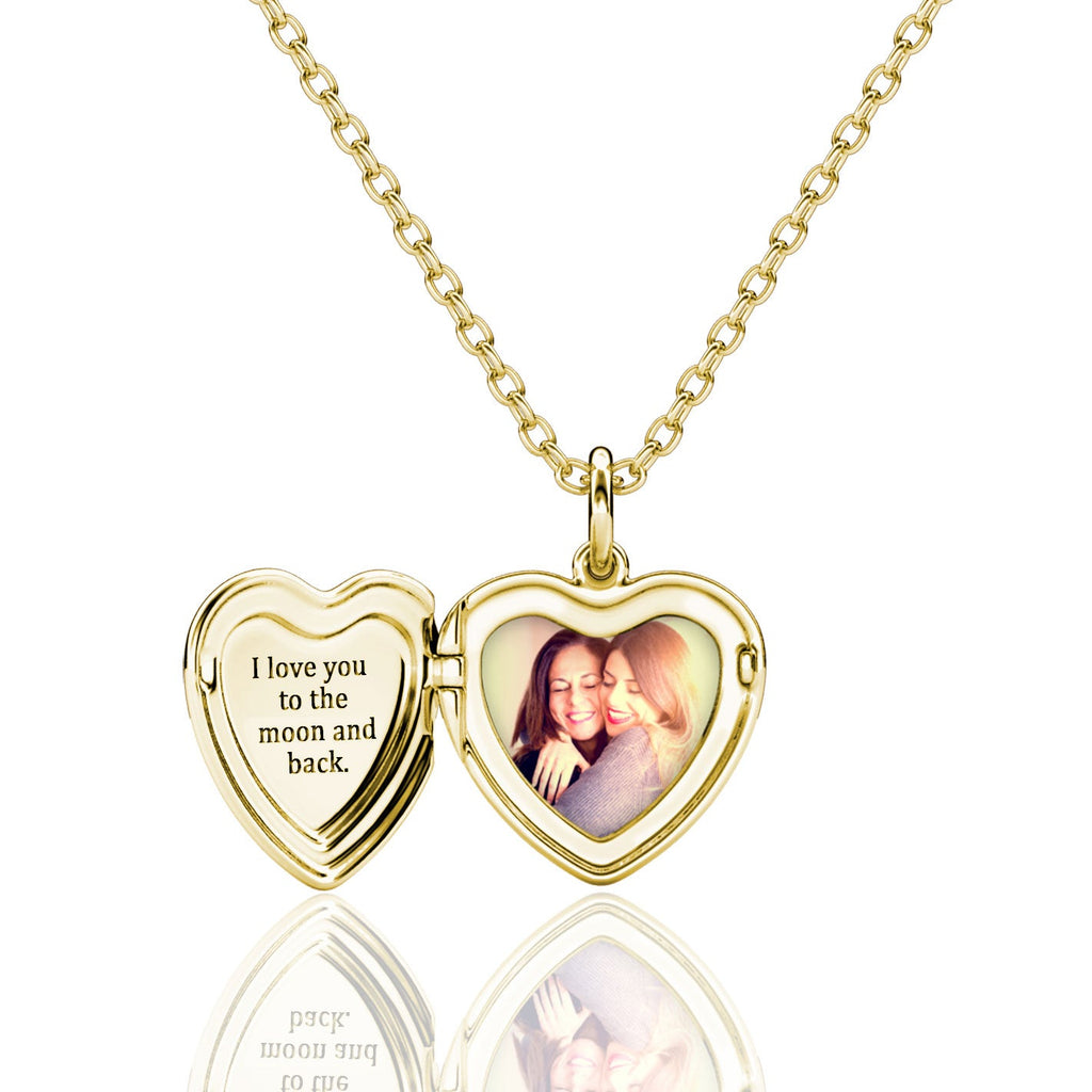 Personalised Locket with Photo - Heart Locket with Picture Inside - Gold