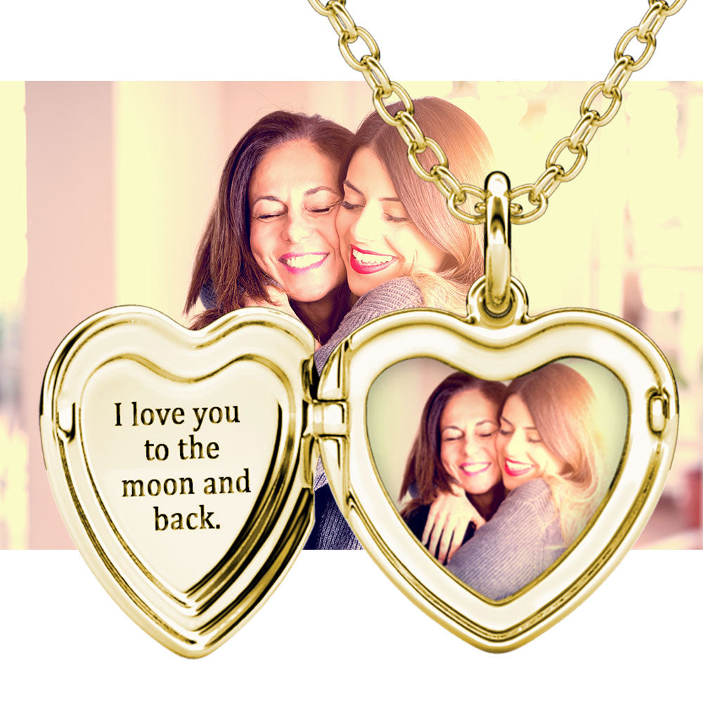 Personalised Locket with Photo - Heart Locket with Picture Inside - Gold