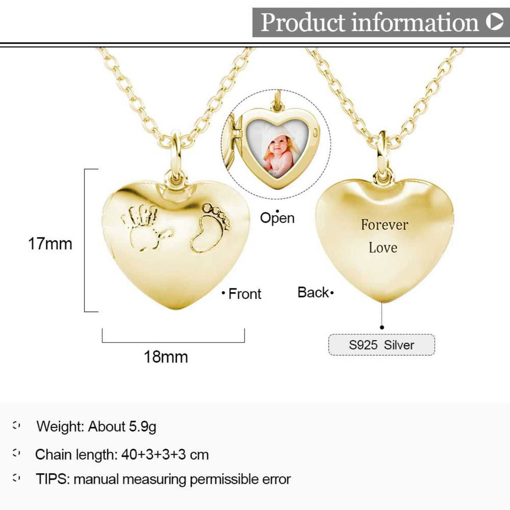 Personalised Heart Locket with Photo - Locket with Picture Inside - Gold