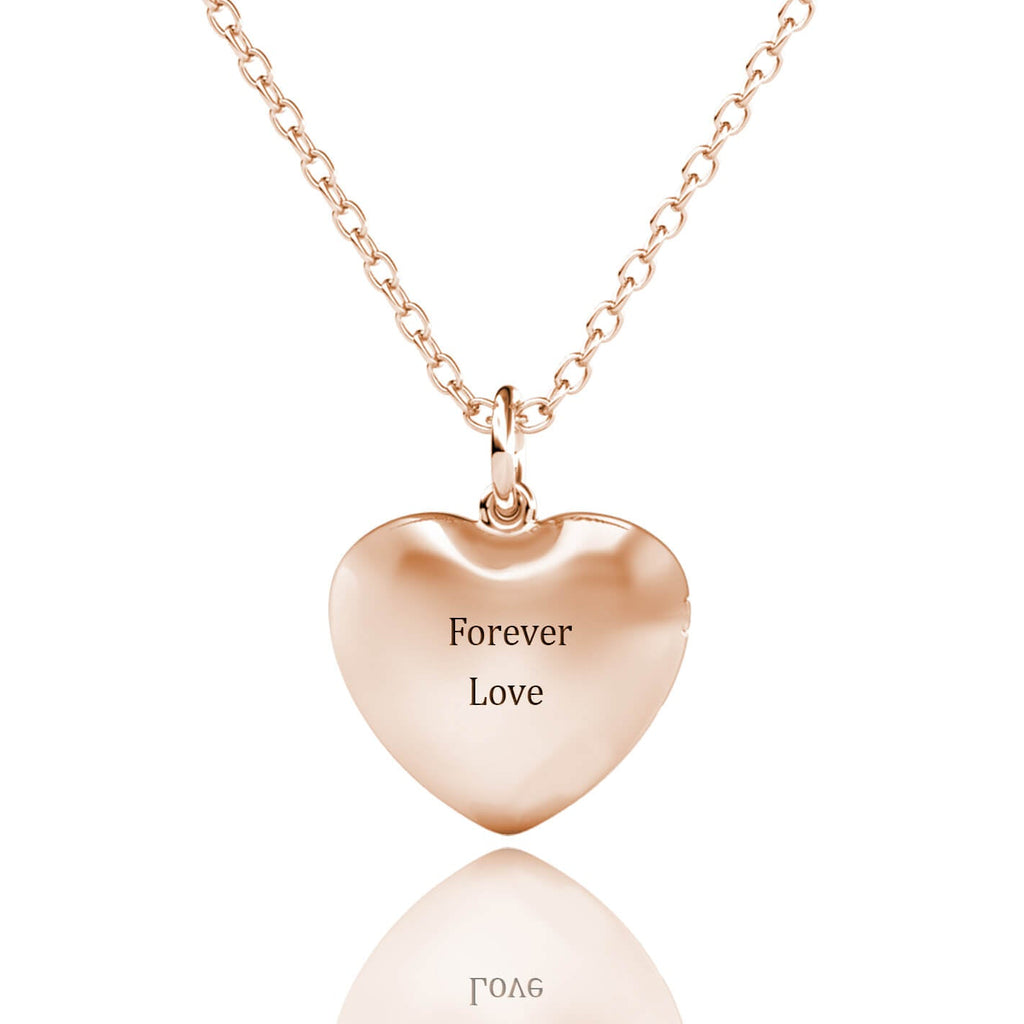 Personalised Heart Locket with Photo - Locket with Picture Inside - Rose Gold