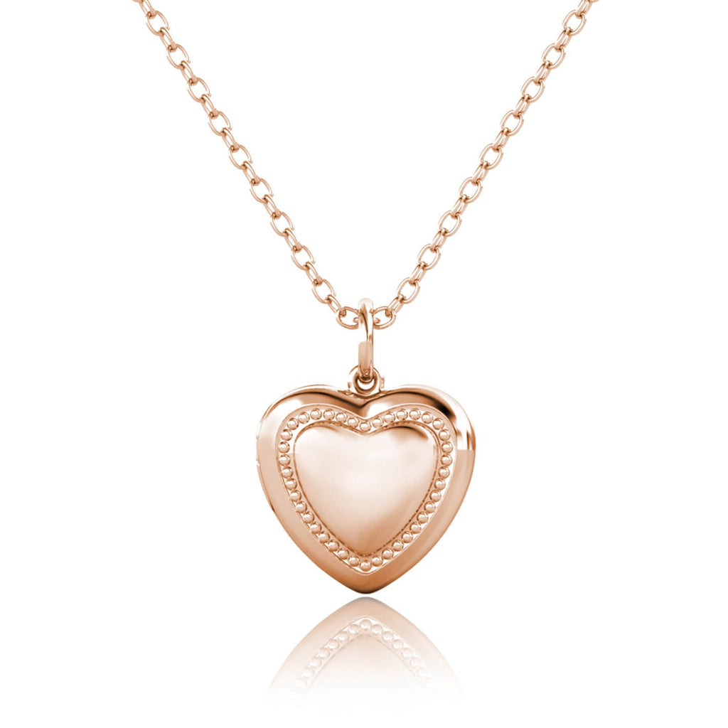 Rose Gold Locket Necklace - Heart Locket with Photo