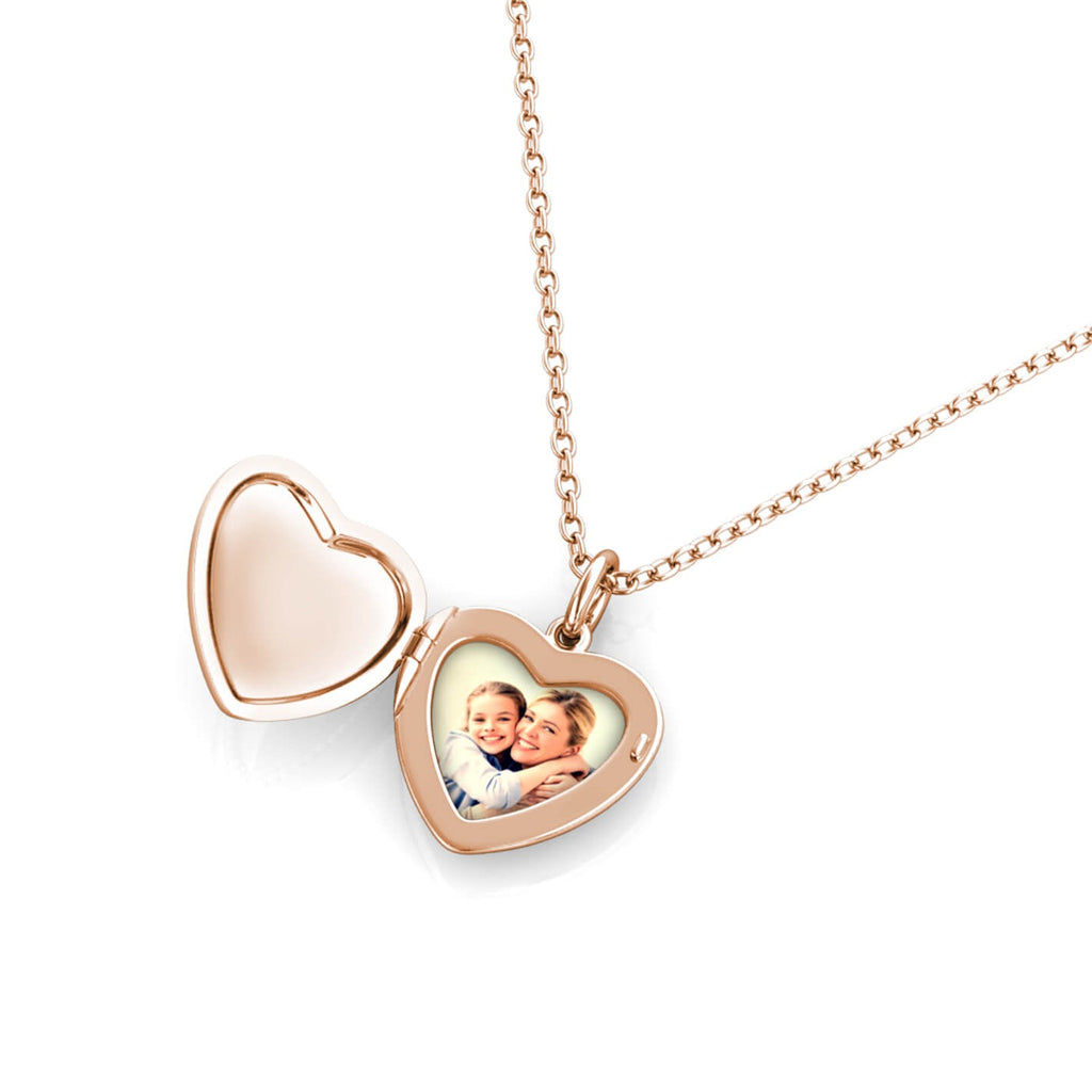 Rose Gold Locket Necklace - Heart Locket with Photo