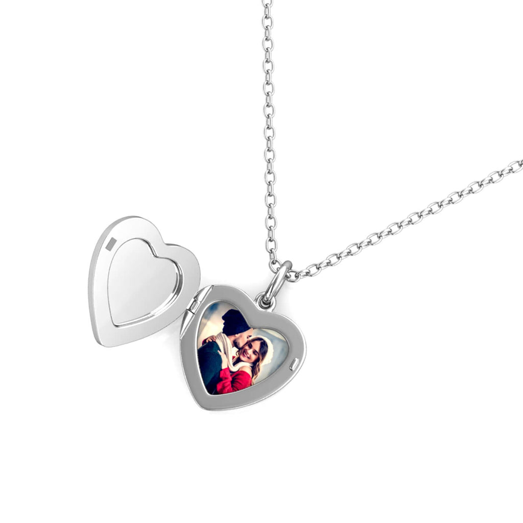 Personalised Heart Locket with Photo - Locket with Picture Inside - Sterling Silver