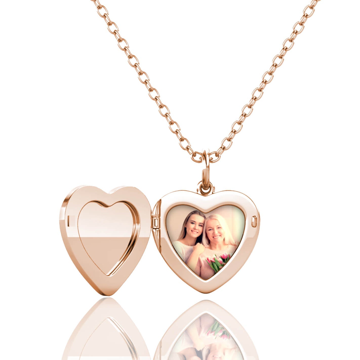 Heart Locket Necklace with Picture Inside - Rose Gold –