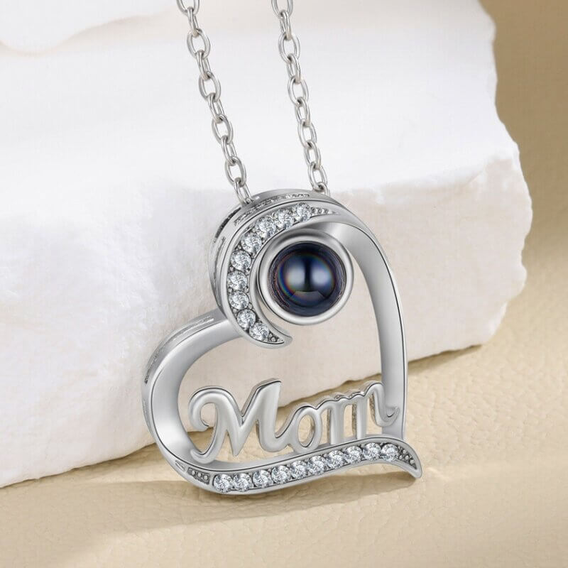 Pompotops Projection Necklace with Photos Picture Inside Heart Necklace I  Love You In 100 Languages Cubic-Zirconia Necklace Romantic Valentine's Day  Gift Silver - Walmart.com