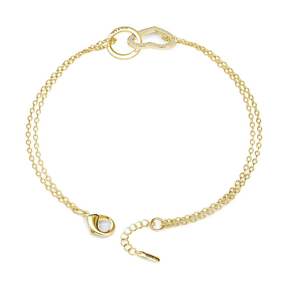 Personalised Interlocking Heart Bracelet, Engraved Bracelet, Gold - IFSHE UK