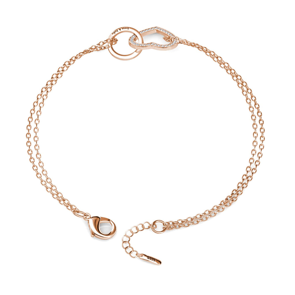Personalised Interlocking Heart Bracelet, Engraved Bracelet, Rose Gold - IFSHE UK