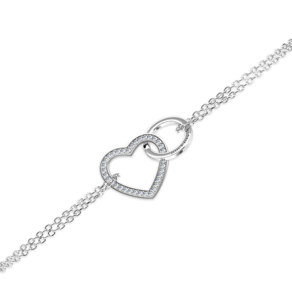 Personalised Interlocking Heart Bracelet, Engraved Bracelet, Silver - IFSHE UK