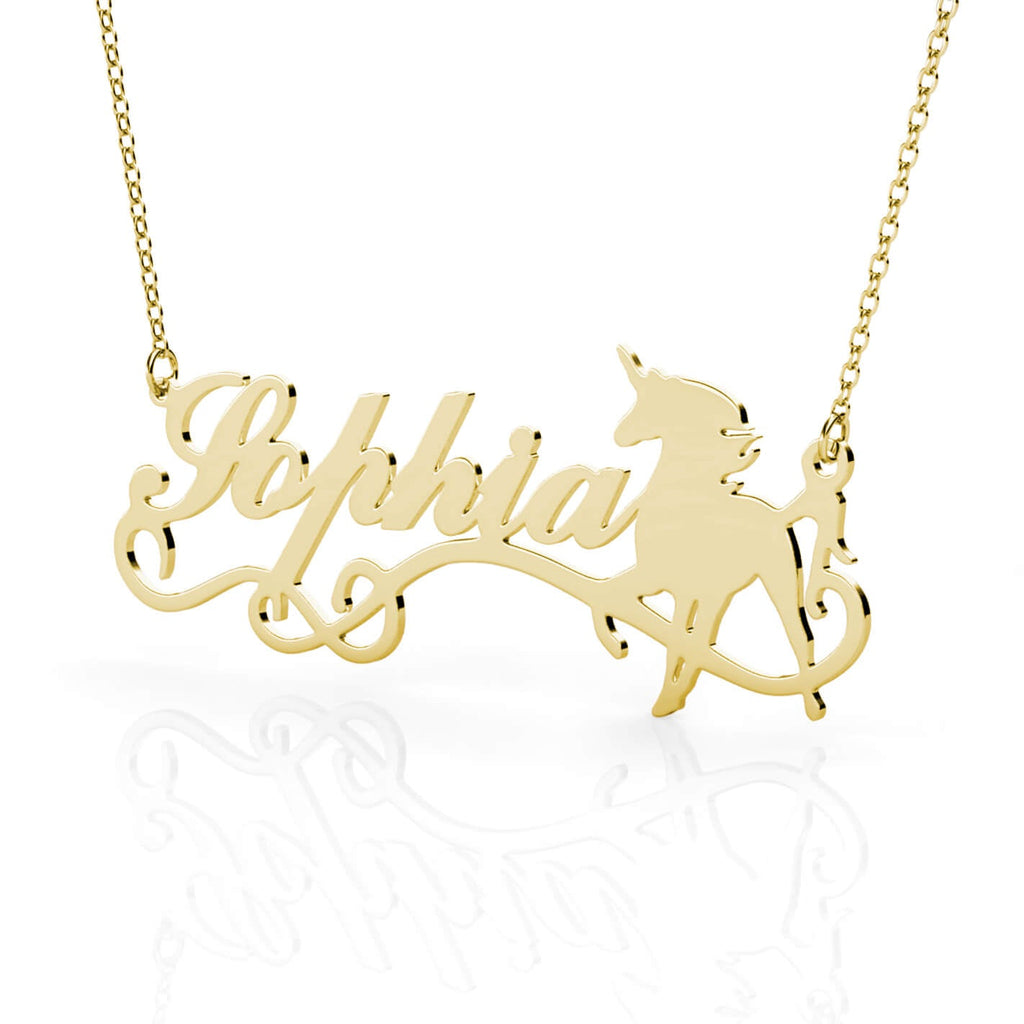 Unicorn Name Necklace - Personalised Name Necklace Gold - IFSHE UK