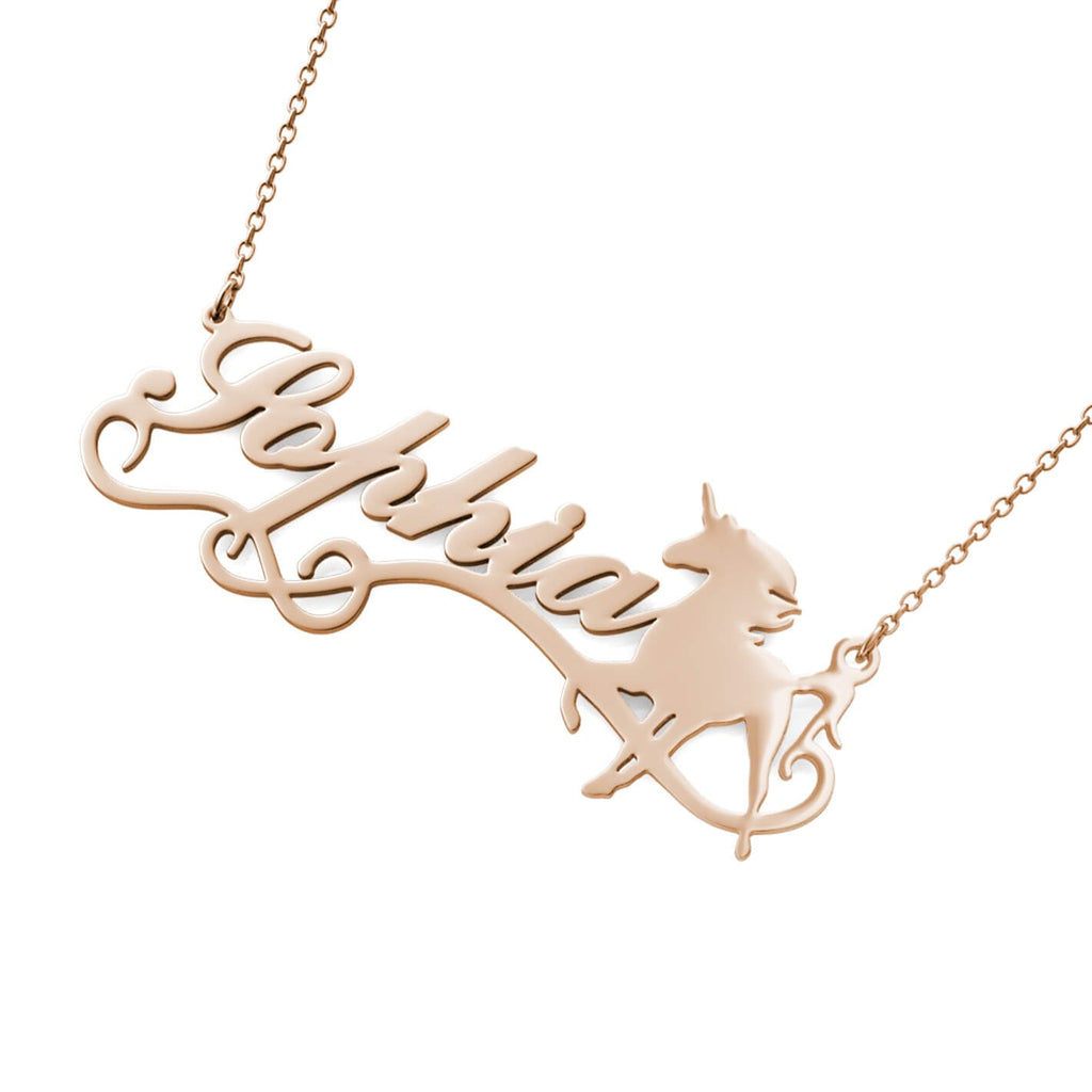 Unicorn Name Necklace - Personalised Name Necklace Rose Gold - IFSHE UK