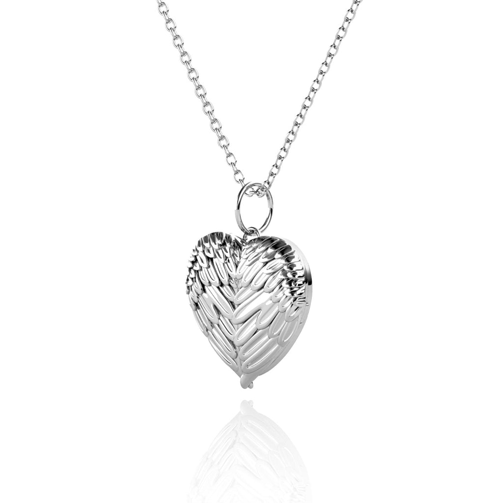 Personalised Angel Wings Locket with Photo - Locket with Picture Inside - Sterling Silver