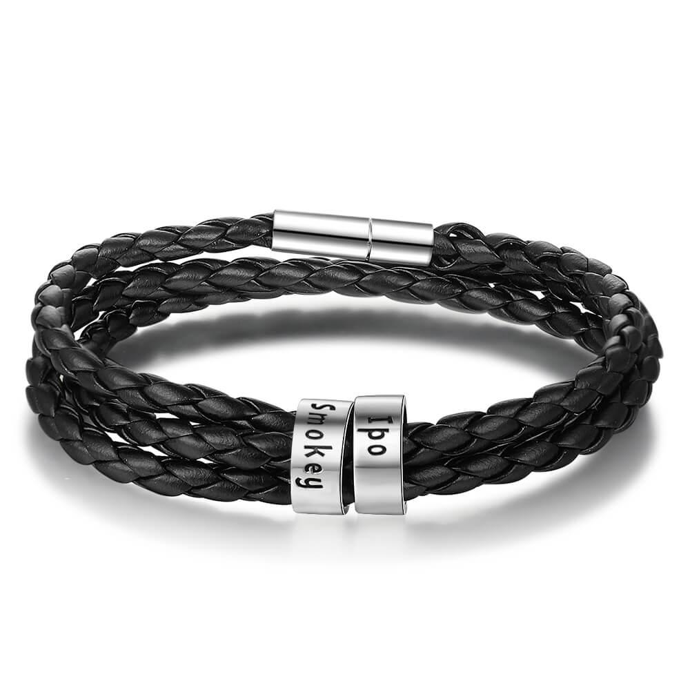 Men's Engravable Leather Bracelet