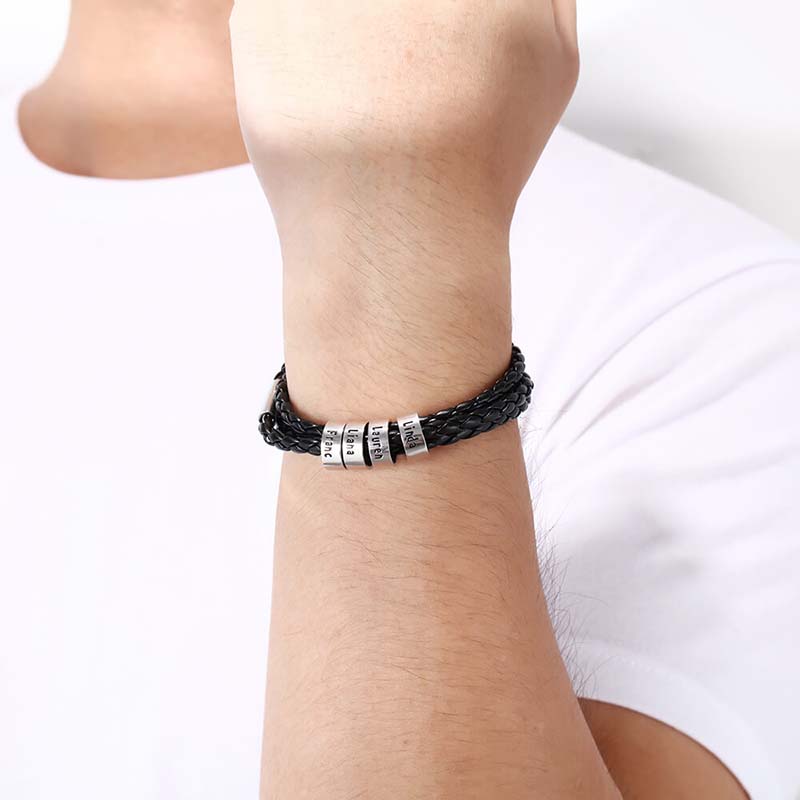 Men's Leather Sterling Silver Cross Bracelet | Jewlr