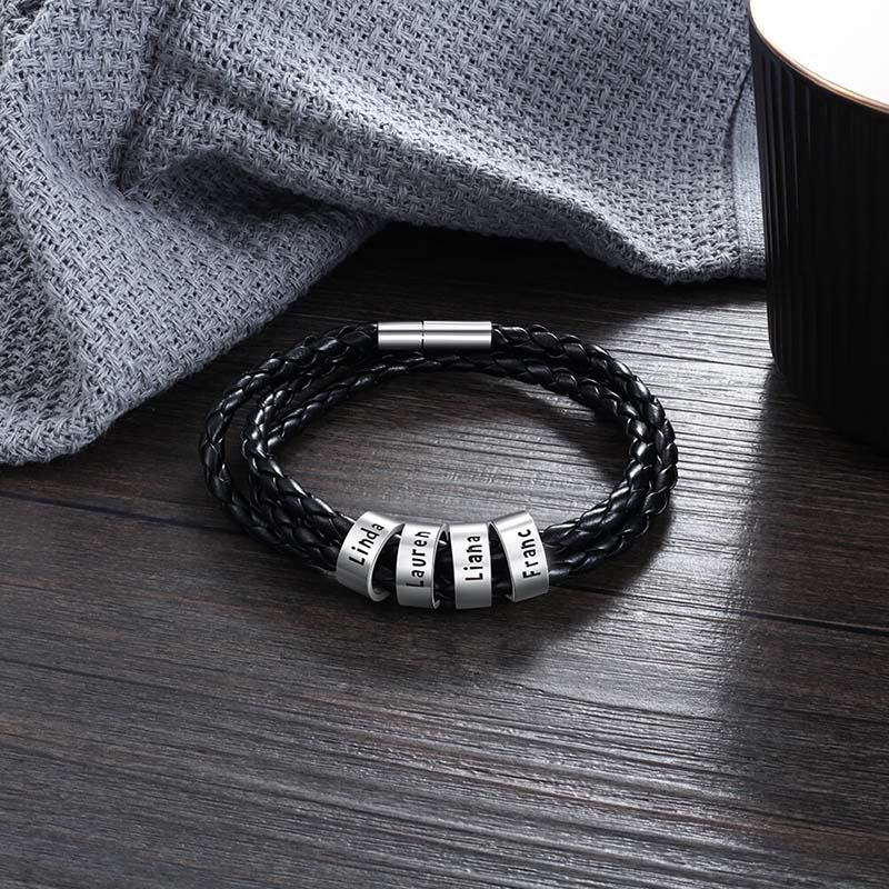 Silver Bracelet Men's Bracelet With Family Names Men's