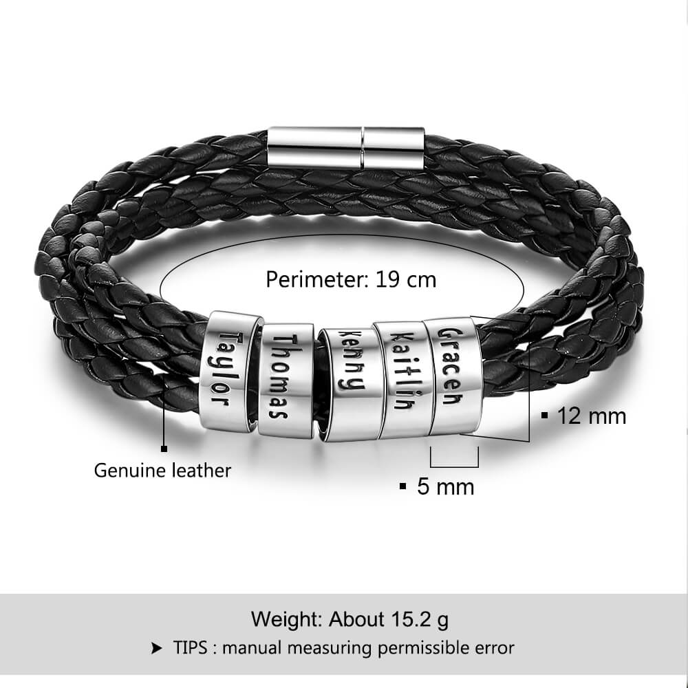 Personalised Men's Double Leather Wrap Bracelet | Hurleyburley