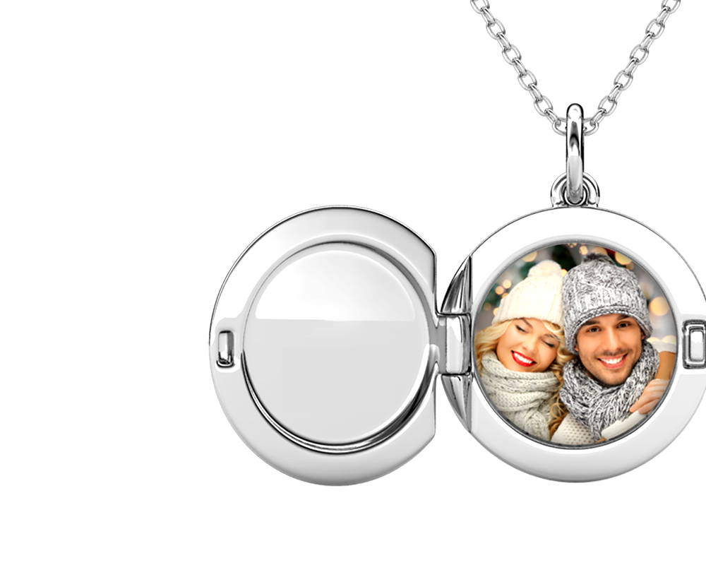 Personalised Locket with Photo - Round Locket with Picture Inside - Sterling Silver