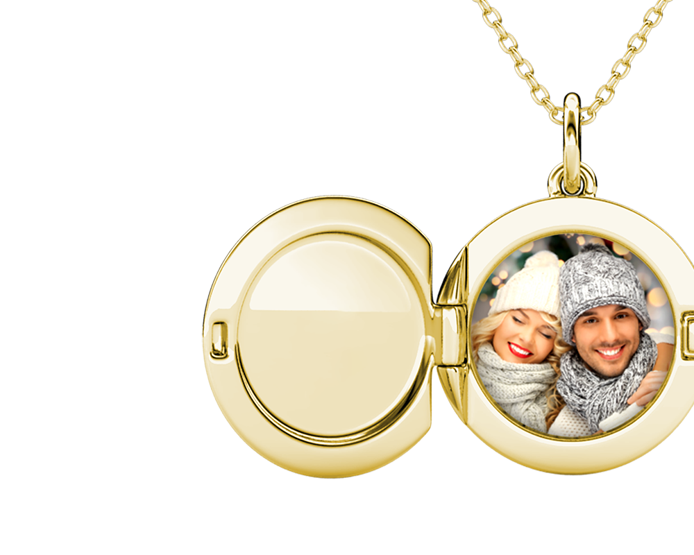 Personalised Locket with Photo - Round Locket with Picture Inside - Gold