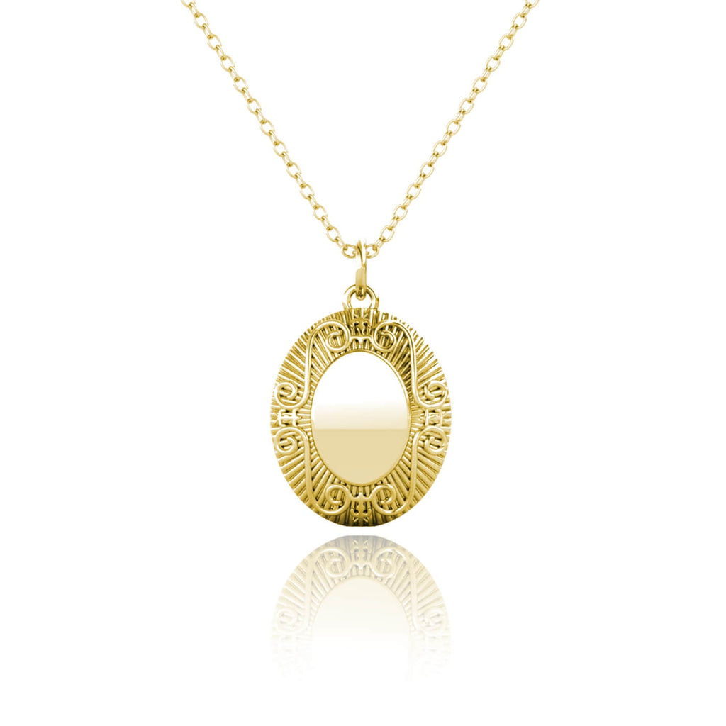 Personalised Locket with Photo - Oval Locket with Picture Inside - Gold
