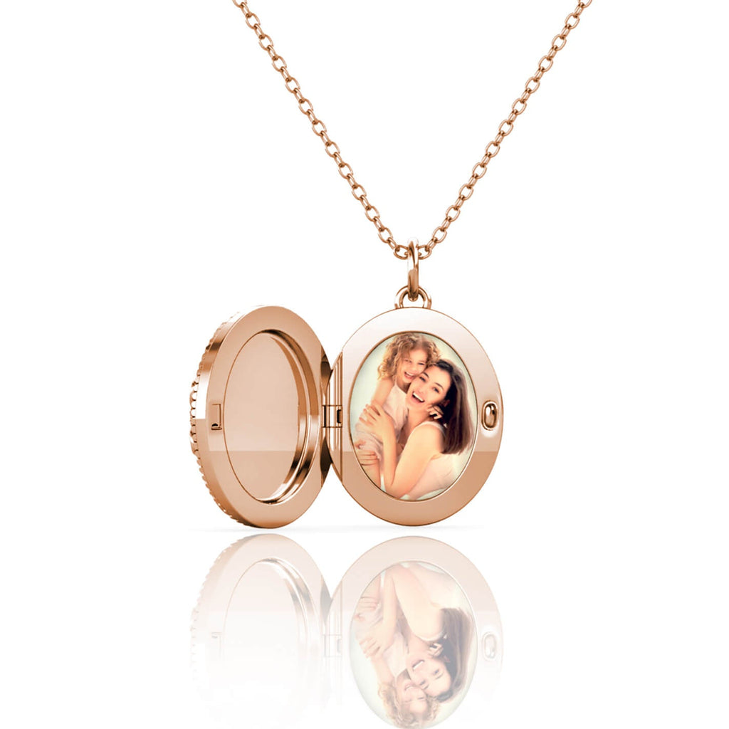 Personalised Locket with Photo - Oval Locket with Picture Inside - Rose Gold