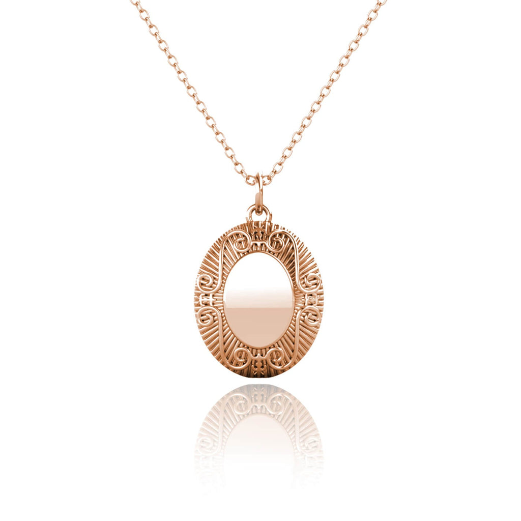 Personalised Locket with Photo - Oval Locket with Picture Inside - Rose Gold