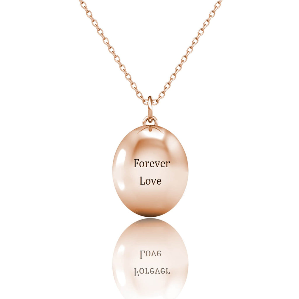 Personalised Locket with Photo - Oval Locket with Picture Inside - Rose Gold