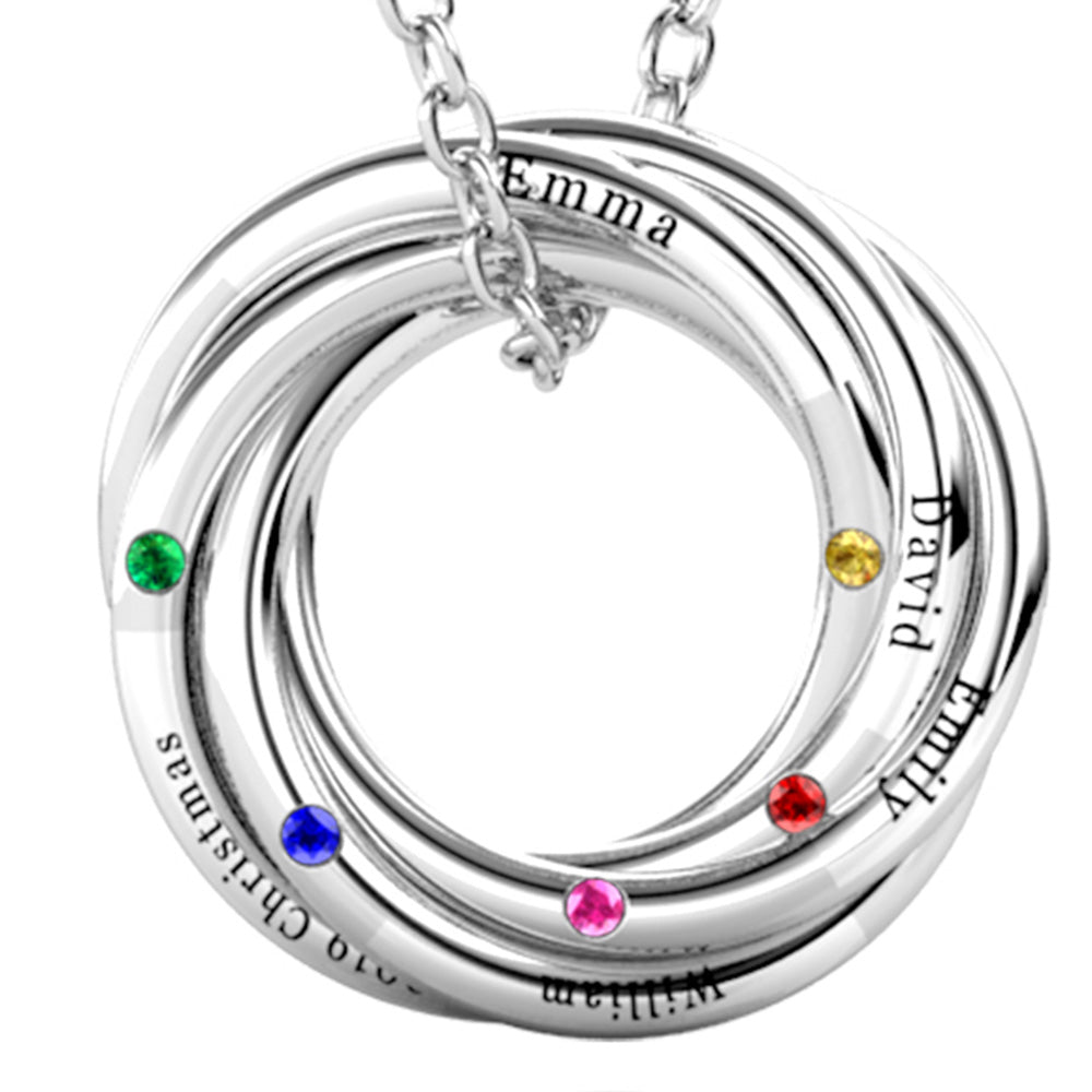 Personalized Russian Ring Necklace [2,3,4,5 Rings]