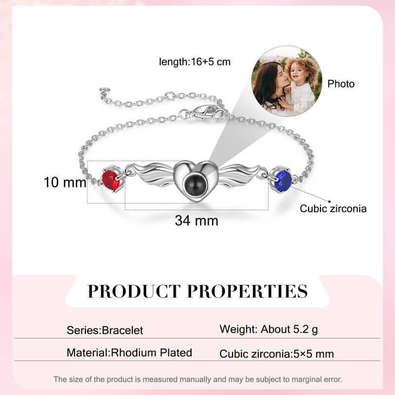 Photo Projection Bracelet with Two Birthstones